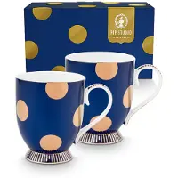 Pip studio Tasse Dot Delight Navy-Gold 350 ml (2er-Set)