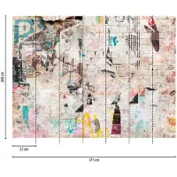 Profhome 399271-GU Fototapete Graffiti Matt Beige Blau Braun Gelb 3,71 m x 2,8 m 0,53 m x 20,10 m 10,39 m2 Beige