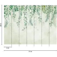 Profhome 399071-GU Fototapete Floral Matt Grün Blau Creme-Weiß 3,71 m x 2,8 m 0,53 m x 20,10 m 10,39 m2 Grün