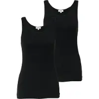 s.Oliver Tanktop , Damen, Gr. 34, schwarz, Jersey, Obermaterial: 95% Baumwolle, 5% Elasthan, unifarben, hüftbedeckend, Rundhals, Tops Tanktop, 2-er Pack, Sommertop, mit Stretch