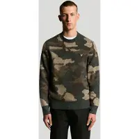 Lyle & Scott Brushed Camouflage Crew Neck Jumper Black Steel Größe: L | Pullover Outlet | Herren | Schwarz