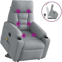 Syfax Massagesessel mit Aufstehhilfe Hellgrau Stoff