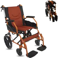 Mobiclinic Rollstuhl faltbar Zwei Bremssysteme Sitz 41 cm Klappbare Rückenlehne Aluminium Faltrollstuhl Orange Pirámide