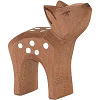 Ostheimer Holz-Spielfigur Rehkitz Kopf hoch, handgefertigt aus Ahorn, 5 cm hoch