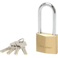 Masterlock 50 mm breites, extra breites Vorhngeschloss aus Massivmessing mit einem 64 mm hohen Bgel