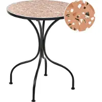 Beliani Outdoor Bistrotisch Schwarz Eisen Metall Rund ø 60 cm Terrazzo Optik Vintage Stil Gartentisch