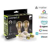 Eglo CONNECT-Z E27 LED A60 Amber – 2er-Set Smarte Spiral-Lampen mit Fernbedienung, Zigbee, Matter & Thread