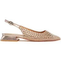 Alma en pena Goldene Pumps mit funkelnden Applikationen, Riemen an der Ferse, spitzer Zehenpartie, 3 cm Absatz, Stoff/Leder, Modell V250488