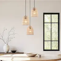 LumenXL 3-flammige Hängelampe Ayla aus handgeflochtenem Rattan