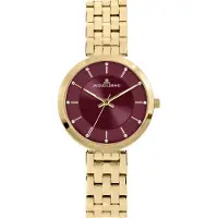 Jacques Lemans 1-2211H Damen-Armbanduhr Milano Goldfarben/Weinrot