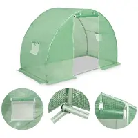 Helloshop26 - Gewächshauszelt für Pflanzen Blumen und Gemüse 4,5 m2 300 x 150 x 200 cm grün 02_0044448