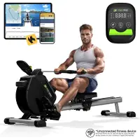 TurboTronic SportTronic ST-X8 Magnet-Rudergerät leise – Doppelgleitschiene, 16 Widerstandsstufen, LCD-Computer mit Tablet-Halterung, Komfortsitz, Ganzkörpertraining bis 120 kg