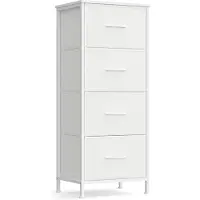 Songmics Kommode mit 4 Stoffschubladen wolkenweiß-schneeweiß LGS314WH01