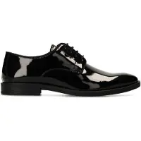 Manfield Schwarze Lack-Schnürschuhe | Größe 45