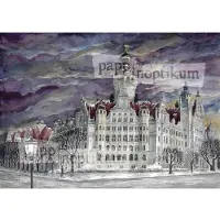 Pappnoptikum Adventskalender Leipzig Neues Rathaus Aquarell Papier 38x27cm
