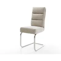 DELIFE Freischwinger Pela-Flex Webstoff Soft Beige Freischwinger flach Edelstahl Taschenfederkern