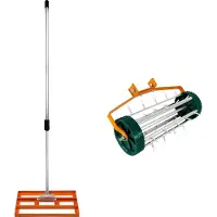 MonsterShop T Mech Rasenrakel 50cm und Rollender Rasenlüfter Orange