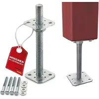 Sotech Pfostenträger M24 80 x 80 x 250 mm Stahl Verzinkt Höhenverstellbar Witterungsbeständig