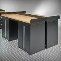 Datona PRO Werkbank – 2X 200 cm – Eiche – 4 Türschränke – schwarz