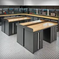 Datona PRO Werkbank – 4X 200 cm – Eiche – 8 Türschränke – schwarz