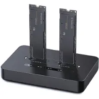 Gembird DD2-U3M2 Desktop-Dockingstation mit zwei Laufwerken: USB Typ-C M.2 NVMe (und SATA) SSD. Schwarz.