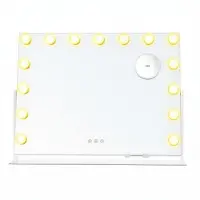 Songmics Schminkspiegel mit LED-Beleuchtung, Touch-Steuerung, 15 LED-Glühbirnen, mit Ladeanschlüssen, 3 Lichtfarben
