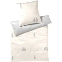 Elegante Mako-Satin-Bettwäsche-Garnitur You & Me Farbe Creme Größe 135x200+80x80