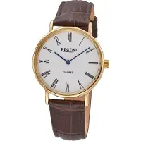 Regent F-1577 Quarzuhr für Damen Braun/Goldfarben