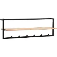 FineBuy Wandgarderobe Akazie Massivholz 100cm Hängegarderobe Baumkante Industrial Modern