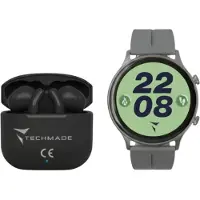 Techmade Dynamic 2 Smartwatch – Bundle mit Kopfhörern Grau Unisize