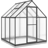 Helloshop26 - Gewächshauszelt für Pflanzen Blumen und Gemüse mit Grundrahmen 169 x 169 x 202 cm anthrazitfarbenes Aluminium