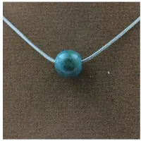 Bijoux Edelsteine und Mineralien. Halskette 1 Apatitperle 8 mm Kette aus rostfreiem Stahl.