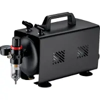Wiltec Airbrush Kompressor AS18TB 1/6 PS, Druckluftkompressor mit 20-23 l/min Luftzufuhr, Kompressor für Airbrush-Pistole mit 1-Liter-Tank, Luftkompressor für Airbrush-Design