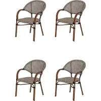 Acamp Stapelsessel Maui 4-er Set; Gestell aus Aluminium, handbemalt in dunkler Bambus-Optik, Bezug aus atmungsaktivem Acatex-Gewebe 26042