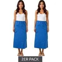 Aniston 2er Sparpack CASUAL Damen Cargo-Rock Sommer-Rock Midi-Länge Baumwoll-Rock mit Gummizug 77100947 Blau