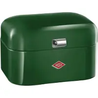 Wesco Brotkasten "Single Grandy - Brotdose", schwarzgrün, B:26,8cm H:17,5cm L:22cm, Stahlblech, Lebensmittelaufbewahrungsbehälter, Brotkasten, Lüftungslöcher auf der Rückseite, Metallschaniere