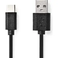 Nedis USB-Kabel - USB 2.0 - USB-A Stecker - USB-C Stecker - 15 W - 480 Mbps - Vernickelt - 2.00 m - Rund - PVC - Schwarz - Label