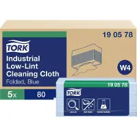 Tork Industrial Low-Lint, blauw Gevouwen reinigingsdoek ds à 5 pak à 80