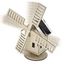 SOL EXPERT Holzbausatz – Holländische Windmühle mit Solarpanel