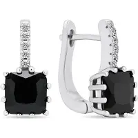 Brilio Silver Original silver earrings with black zircons EA670WBC