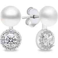 Brilio Silver Elegant pearl earrings with zircons EA611W