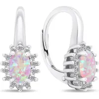 Brilio Silver - Luxury silver earrings with zircons and opals EA432WP