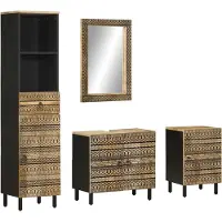 vidaXL 4-tlg. Badmöbel-Set Massivholz Mango