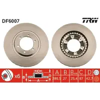 TRW Bremsscheibe DF6007 vorne, belüftet, 1 Stück