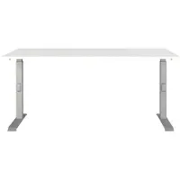 Germania Schreibtisch "Downey", weiß (weiß, silber, silber, weiß), B:160cm H:91cm T:80cm, Tische, Schreibtisch, höhenverstellbar von 68-91 cm, verfügbar in verschiedenen Breiten