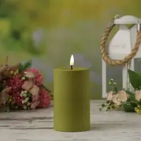 Deluxe Home Art LED Stumpenkerze MIA - Kunststoff - 3D Flamme - H: 12,5cm - D: 7,5cm - für Außen...