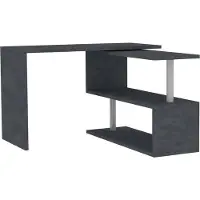 Dmora Schreibtisch Weiß 120x50x75 cm Schwarz, Eckmodul
