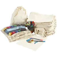 Creative Company Stofftasche und Stifte Baumwolle, 1 Stück, Weiss