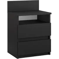 Vicco Nachttisch Monty, 39,6 x 59,1 cm, Schwarz, Nachtschrank mit 2 Schubfächer