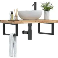 vidaXL Waschbeckenregal Wandmontage Stahl und Akazienholz
